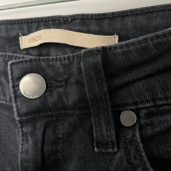 VINCE Black Skinny Jeans Womens Size 26 Black Ankle Zip Quiet Luxury Y2K Revival - Picture 5 of 11